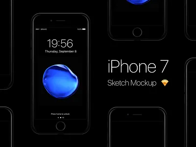 Free iPhone 7 - Jet Black Sketch Mockup 7 apple black free freebie ios ios 10 iphone iphone 7 jet mobile mockup