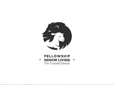 Fellowship Senior Living animal care circle friend lamb lion logo design peace wild