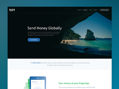 Bitt Landing bank landing page bank web design banking style design bitcoins web page clean web design fintech illustration landing page minimal interface money transaction payment dashboard landing payment invoice ux ui