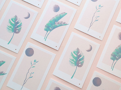 illustrated postcards illustration palm plant retro texture