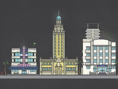 Miami Iconic Places artdeco building illustration miamibeach miamibuilding