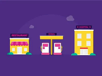 essentials abstract colors food fuel gas hospital illustrator petrol purple restaurant vibrant yellow
