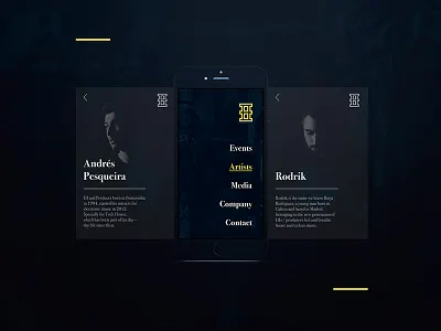 Hustle - Artists art direction bodoni electronic interface music ui ux web website