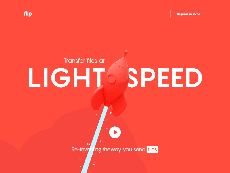 Flip website app file landing page one page red transfer website
