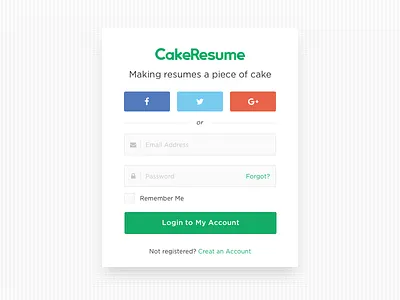 CakeResume Login Page login register resume signin sso web website