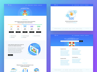 Vibbi - subpages 500 button illustration inner landing page pricing search support website