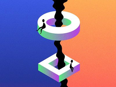Abyss Between cosmic isometric planes vector void waves