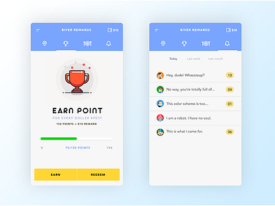 UI Concept app earn icon notification reward ui ux