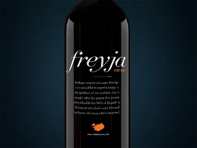 Freyja Pinot Noir bottle export freyja iceland mythology nordic norse packaging pinot noir red wine
