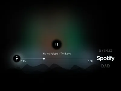 Center Display Media Player audio car controller freebie media music netflix pause sound waves spotify ui ux