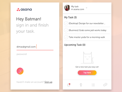Asana App Exploration app asana in sign ui up ux white