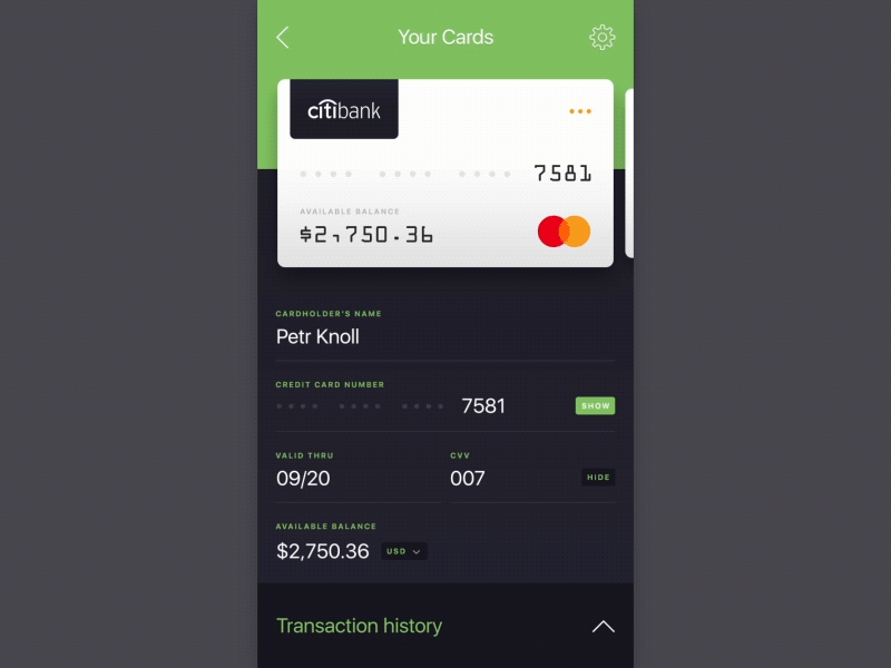 Mobile banking app credit card finance ios mobile banking transaction ui