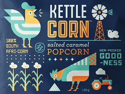 Popcorn Bag african art caramel chicken corn hen kettle corn popcorn retro sheep simon frouws the famous frouws tractor