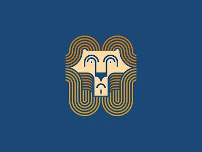 Lion animal beast face hair head king lion logo waves
