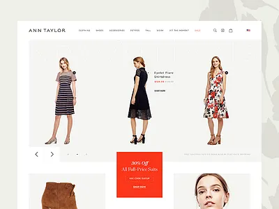 Ann Taylor Redesign clean e commerce eshop fashion freelance light red shop white