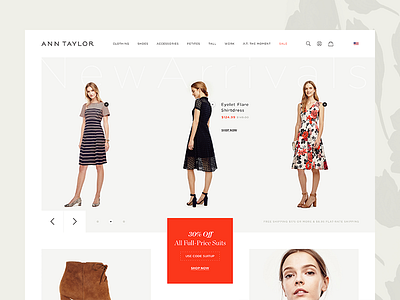 Ann Taylor Redesign clean e commerce eshop fashion freelance light red shop white