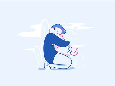 Hug design dog hug illustration lineart love style ui vector