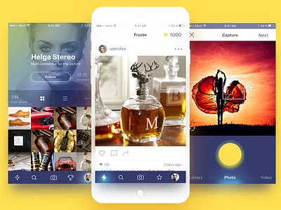 Fryzee App app capture dashboard feed instagram photo profile