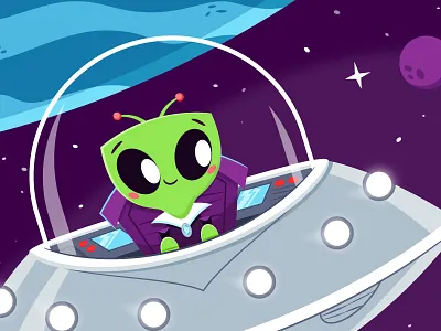 Space Station Visitor adobe illustrator illustration kidlit kidlitart ufo vector