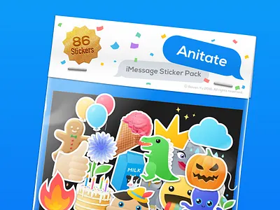 Anitate - 86 Animated Stickers for iMessage animated animation cartoon colorful cute emoji imessage messages sticker pack stickers