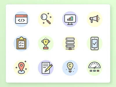 SEO & Development Icon Set color icons flat icons icon pack icon set line icons outline icons pixel perfect icons search engine optimization seo stroke icons ui icons vector icons