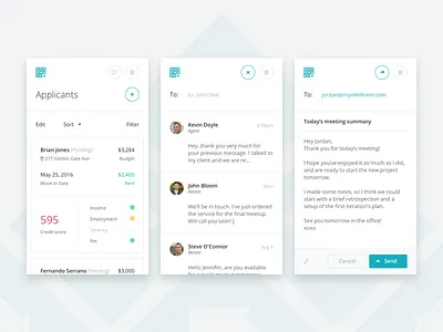 Intellirent Mobile app applicants dashboard intellirent mobile modal rent responsive ui web
