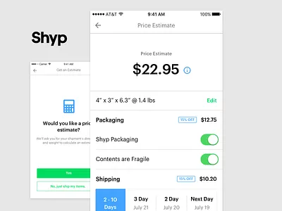 Price Estimator Update error field form icon input shyp style style guide text typography ui ux