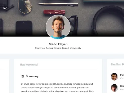 Profile Page profile page similar profiles single profile student ui ux