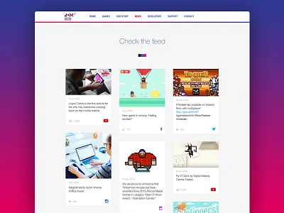 Digital Melody Games - News Feed cards feed material news social ui ux web website