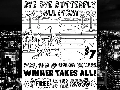 NACCC PreRace alleycat bicycle bike cycling fixed gear fixie flat design hand drawn new york city race type