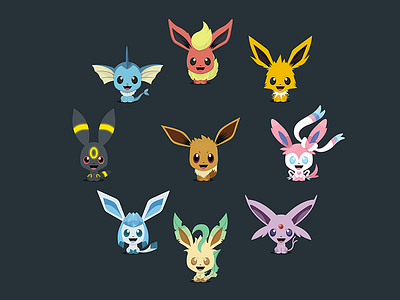 Eevee Evolution anime artwork branding character character design creative identity illustration photoshop pokemon pokemongo