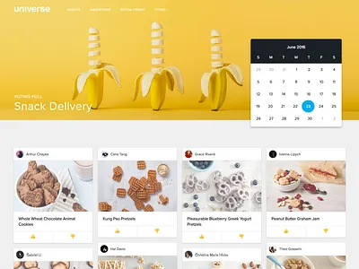 Voting App bananas calendar cards emoji hackathon ui web