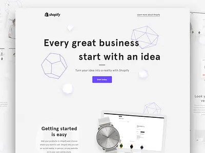 Start your dream business business landing page shapes shopify start web