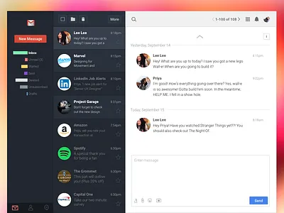 Gmessage concept email gmail google inbox insights messenger ui ux