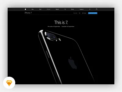 iPhone 7 Landing Page Freebie apple design free freebie ios ios10 iphone iphone 7 minimal simple sketch