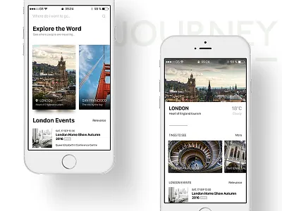 Journey app card clean feed icon ios ios10 journey list mobile travel ui