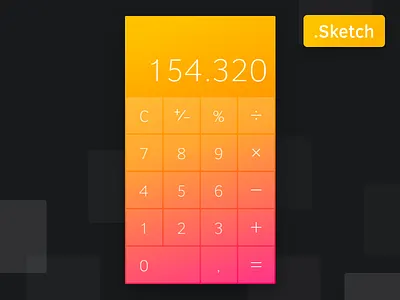 Calculator - Free Sketch File included color design download free interface ios mobile sketch ui