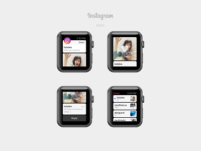 Instagram Direct for  Watch - Concept activity apple concept direct instagram like messages notifications photo reply voice watch
