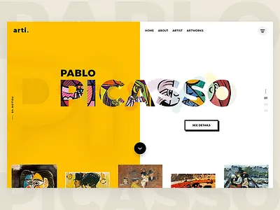 Arti art black color landing main ui userinterface ux web yellow