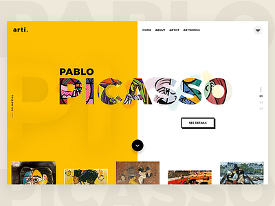 Arti art black color landing main ui userinterface ux web yellow