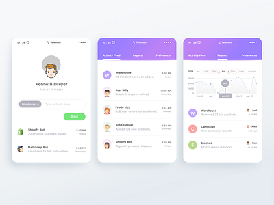 Team Activity Tracker App activity android color creative google google design google material design ios app material design schedule shopify team app