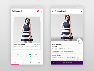 Shopasm Product Pages card clothing design fashion interaction interface shopasm tinder ui ux