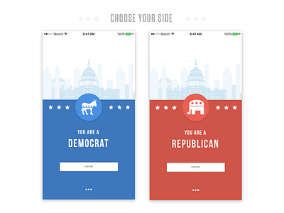Politiline Onboarding clean election 2016 flat minimal onboarding politics ui ux