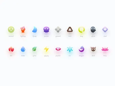 pokemon Type fighting fire flying icon normal pikachu pokemon type water