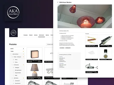 Web Rebranding - Shop Aka Leuchten brading interaction lights minimal redesign shop strategy swiss ui ux
