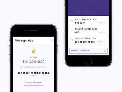 sched button calendar compose date day emoji ghost list purple select time vote
