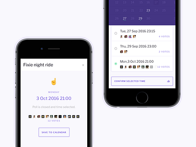 sched button calendar compose date day emoji ghost list purple select time vote