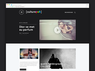 Culture pub - 1h draft advertisement black first landing large mobile responsive short movie video web white