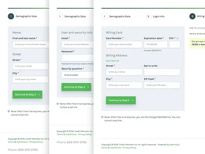 Credit Monster: Sign in steps button credit finance form interaction cost log in monster sign in steps usability ux