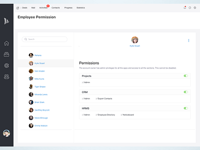 Permission page for Dashboard app bangalore crm dashboard interaction interface permission sas ui user ux white